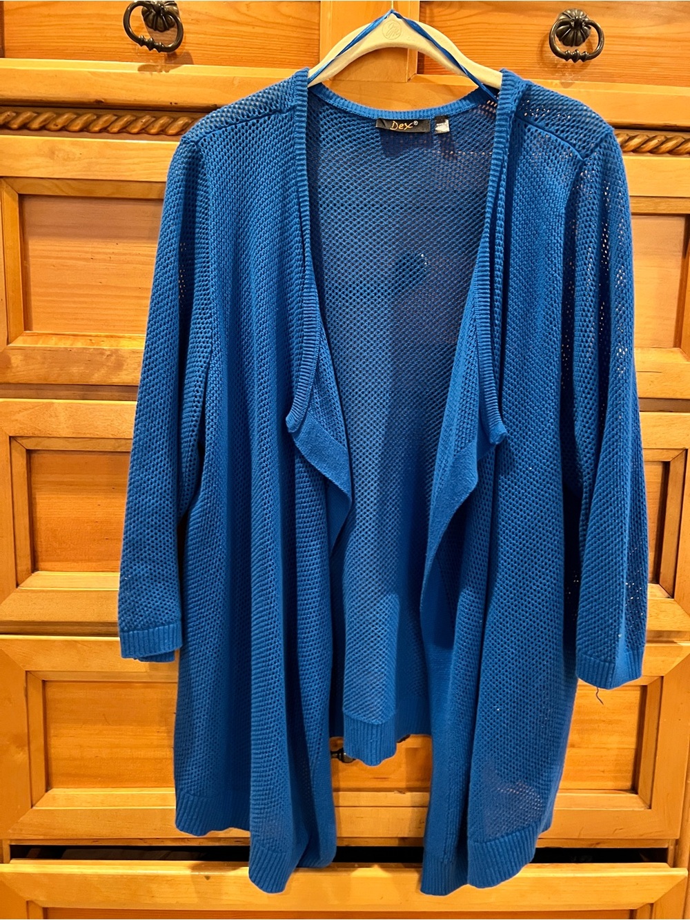 Dex Blue Open-Front Knit Cardigan Sweater Sz 1X